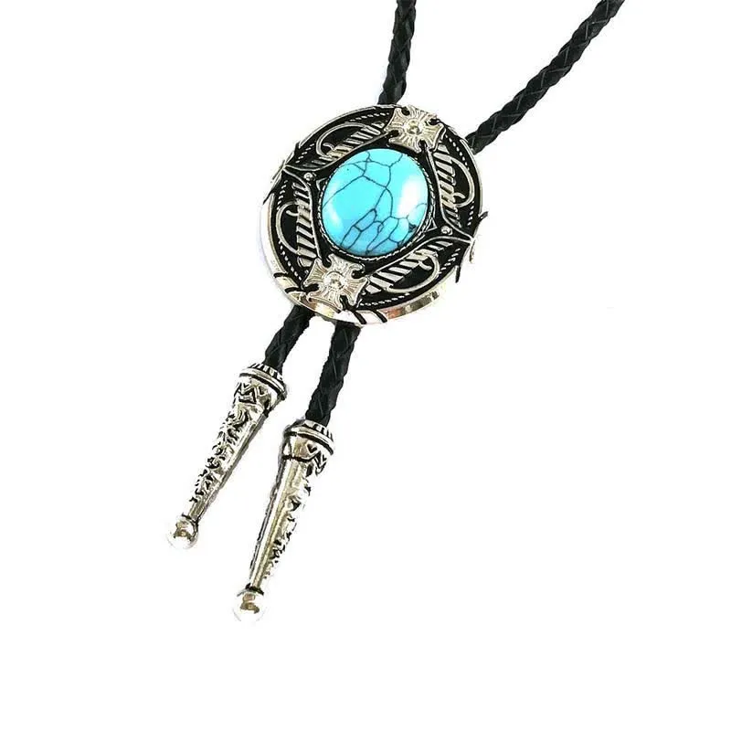 Metal Medallio Natural Stone Inlaid Bolo Tie sold by FloralTrip product image thumbnail 2