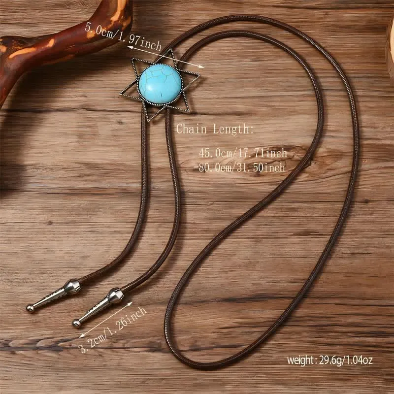 Six-Pointed Star Turquoise Design Bolo Tie sold by FloralTrip product image thumbnail 3