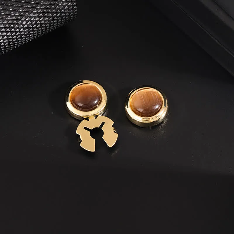 Men's 1 Pair Snap-On Cat's Eye Stone Button Covers Set Cufflinks sold by FloralTrip product image thumbnail 4