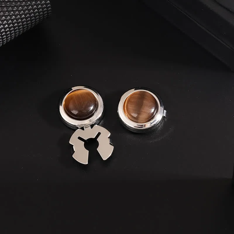 Men's 1 Pair Snap-On Cat's Eye Stone Button Covers Set Cufflinks sold by FloralTrip product image thumbnail 5