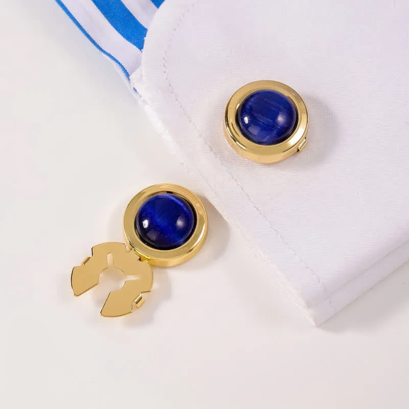 Men's 1 Pair Snap-On Cat's Eye Stone Button Covers Set Cufflinks sold by FloralTrip product image thumbnail 2