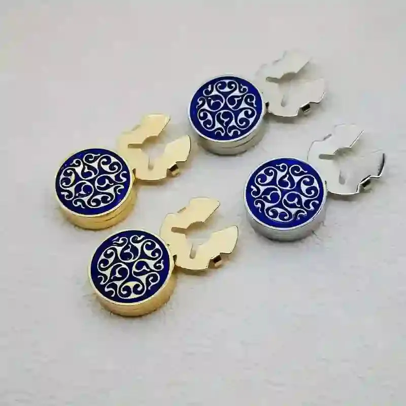 Men's 1 Pair Snap-On Blue Floral Button Covers Set Cufflinks sold by FloralTrip product image thumbnail 4