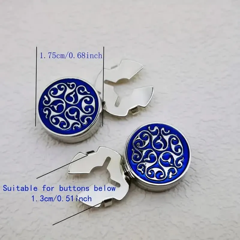 Men's 1 Pair Snap-On Blue Floral Button Covers Set Cufflinks sold by FloralTrip product image thumbnail 3