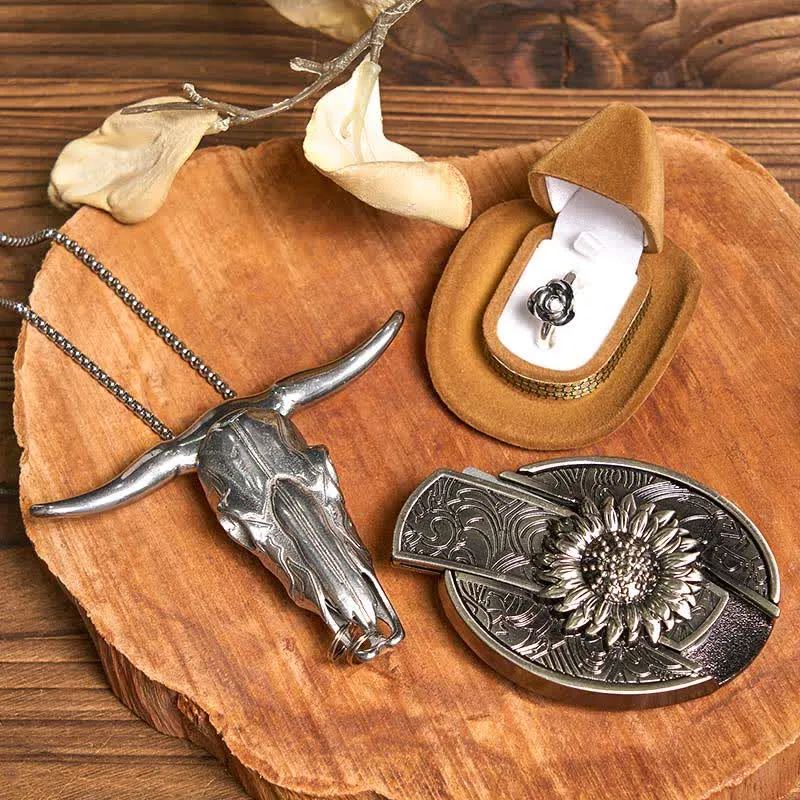 Sunflower DIY Hidden Knife Belt Buckle Bull Pendant Rose Ring Bundle Set sold by FloralTrip product image thumbnail 2