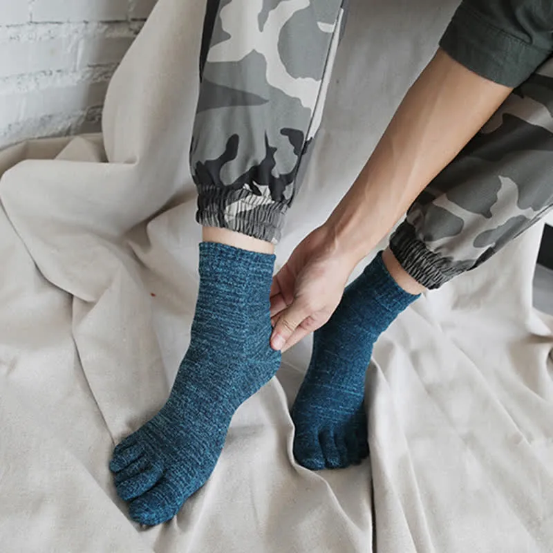 Men's Retro Style Five Fingers Ankle Cotton Socks sold by FloralTrip product image thumbnail 4