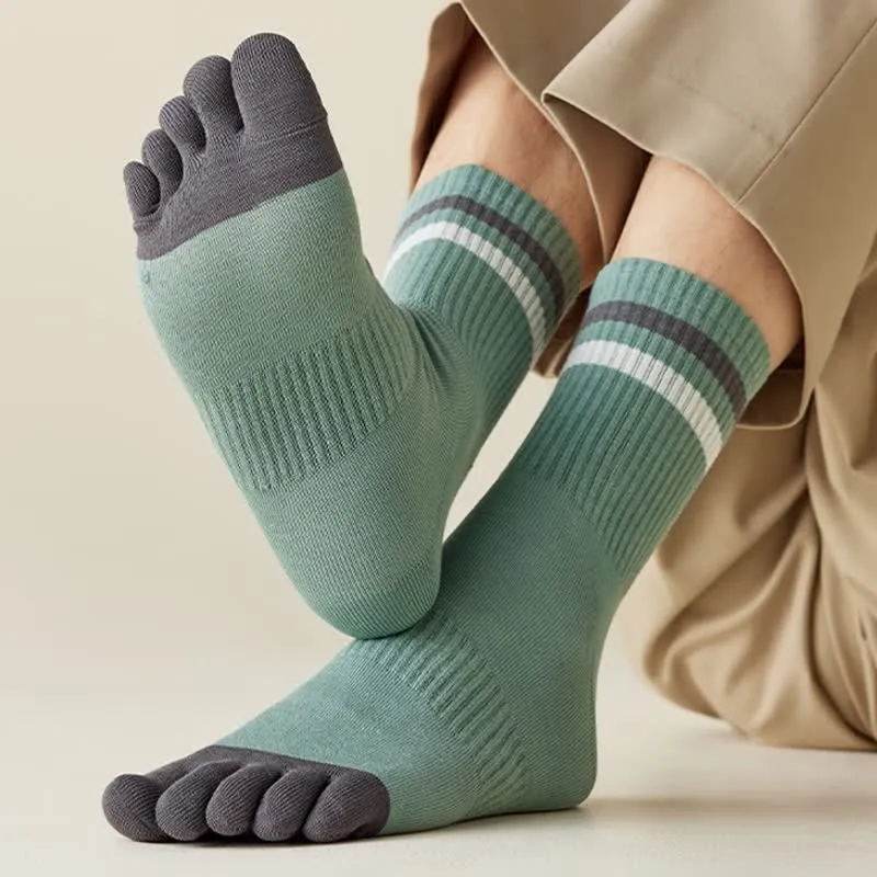Men's Fashion Striped Color Matching Five Fingers Crew Socks sold by FloralTrip product image thumbnail 4