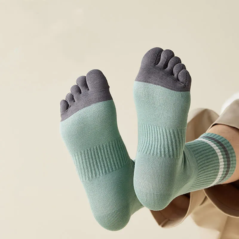 Men's Fashion Striped Color Matching Five Fingers Crew Socks sold by FloralTrip product image thumbnail 5
