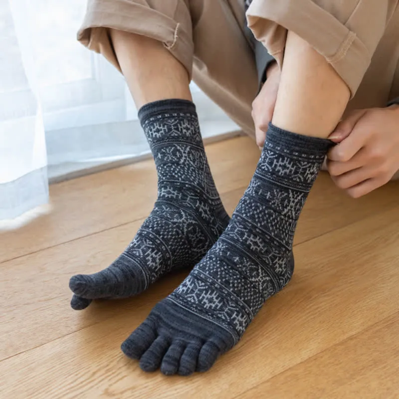 Men's Vintage Style Pattern Five Fingers Crew Socks sold by FloralTrip