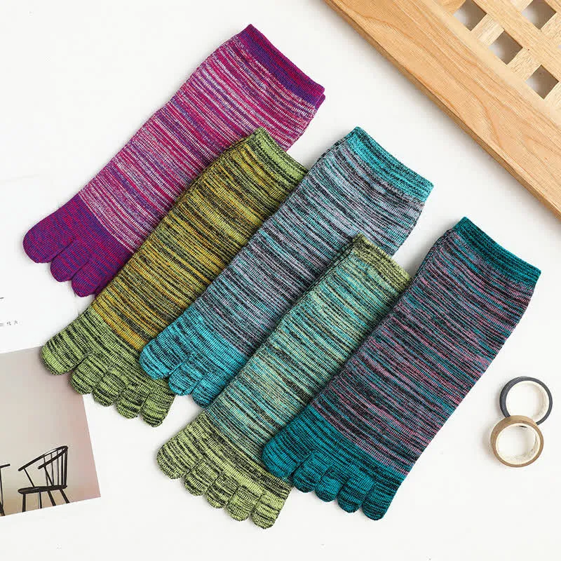 Men's Vintage Ethnic Striped Five Fingers Split Crew Socks sold by FloralTrip product image thumbnail 2