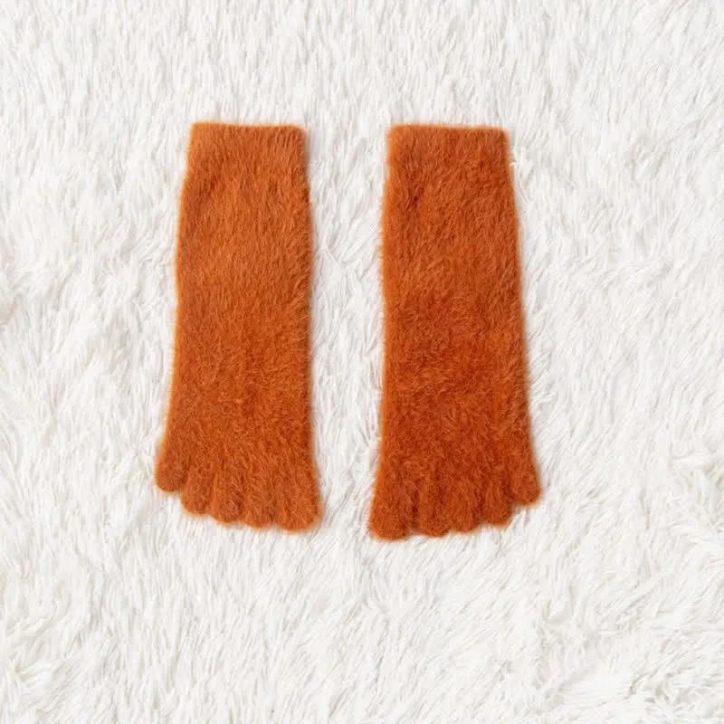 Women's Spilit Five Toes Coral Fleece Sleep Crew Socks sold by FloralTrip product image thumbnail 3