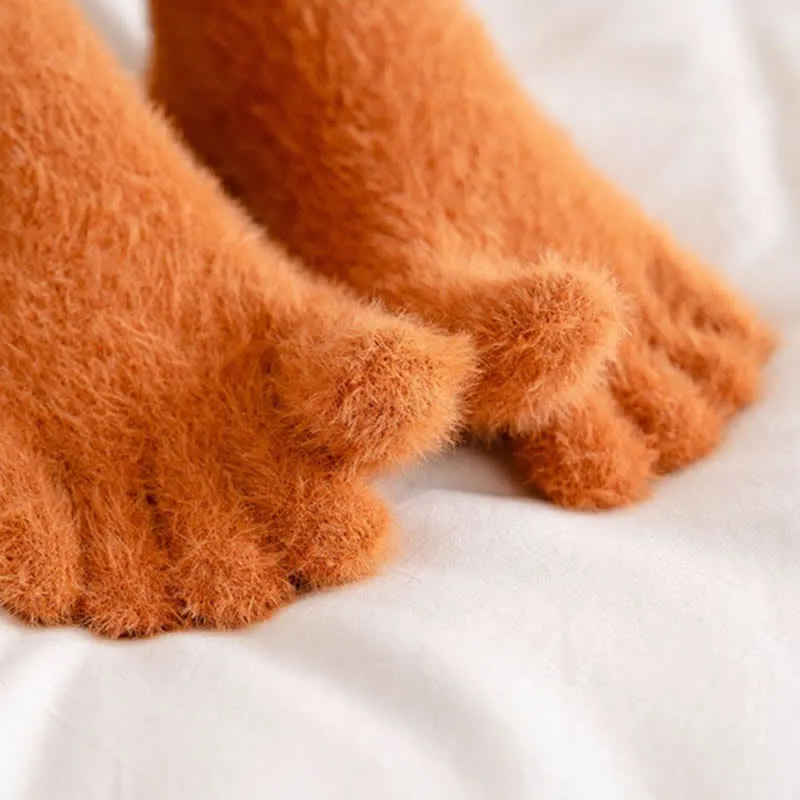 Women's Spilit Five Toes Coral Fleece Sleep Crew Socks sold by FloralTrip product image thumbnail 5