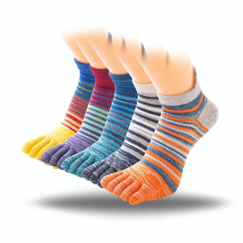 Men's Ankle Five Finger Toe Sport Casual Striped Socks sold by FloralTrip product image thumbnail 2