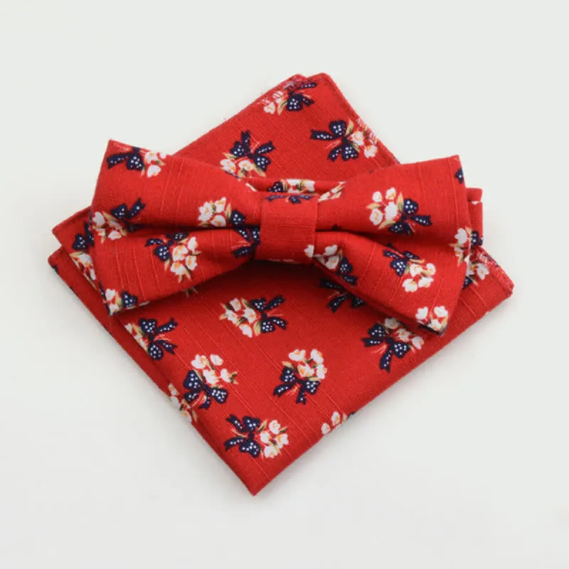 2Pcs Men's Paisley Flower Cotton Handkerchief Bow Tie Set sold by FloralTrip