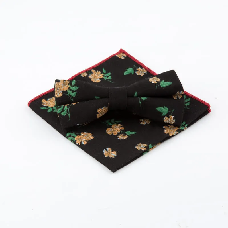 2Pcs Men's Flower Cotton Handkerchief Bow Tie Set sold by FloralTrip
