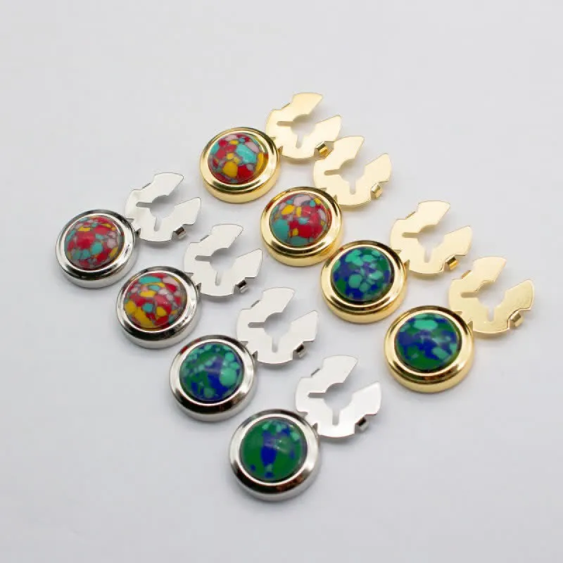Men's 1 Pair Snap-On Baroque Resin Button Covers Set Cufflinks sold by FloralTrip