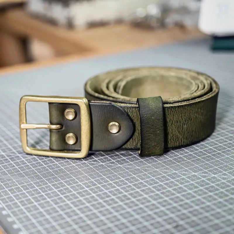 Casual Brass Buckle Hand-Made Distressed Leather Belt sold by FloralTrip product image thumbnail 3