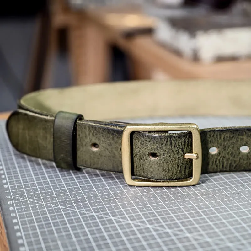 Casual Brass Buckle Hand-Made Distressed Leather Belt sold by FloralTrip product image thumbnail 4