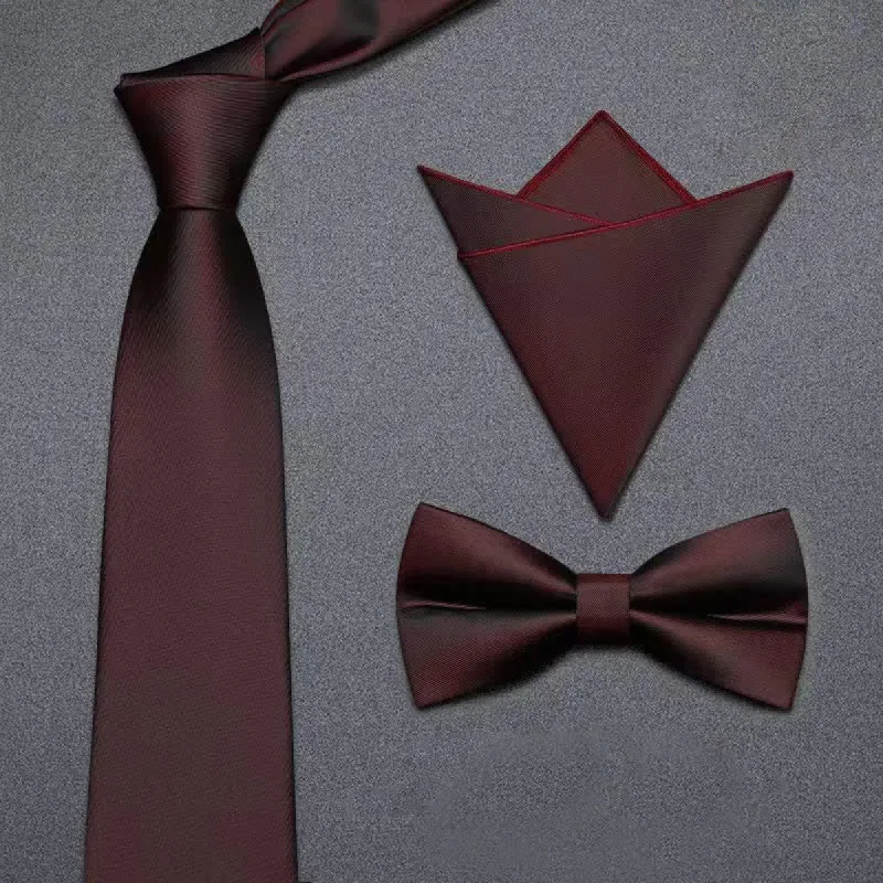 3Pcs Men's Matte Solid Color Business Bow Tie Necktie Set sold by FloralTrip