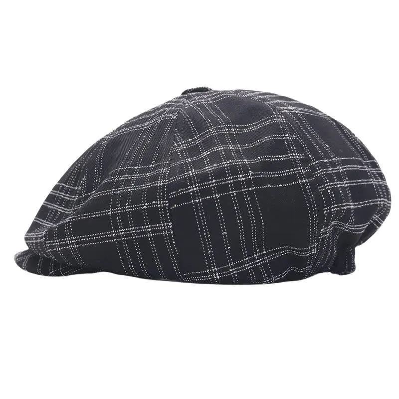 Black & White Plaid Simple Octagonal Cowboy Beret Hat sold by FloralTrip product image thumbnail 4