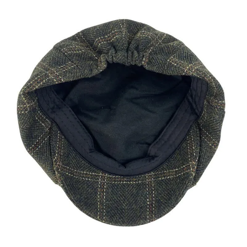 Dark Green Retro Plaid British Painters Octagonal Beret Hat sold by FloralTrip product image thumbnail 5