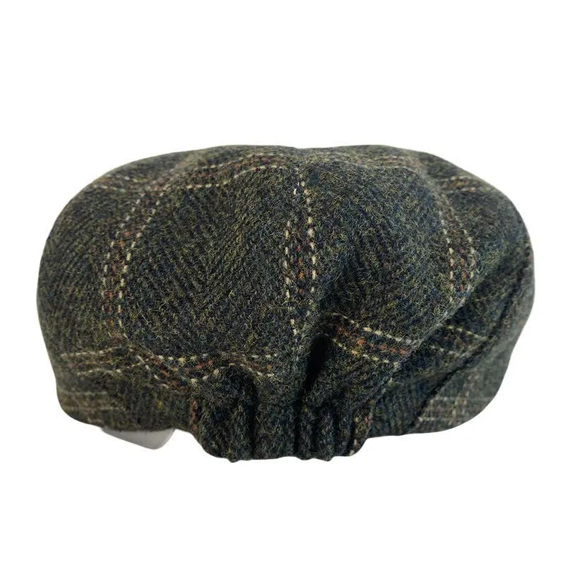 Dark Green Retro Plaid British Painters Octagonal Beret Hat sold by FloralTrip product image thumbnail 4