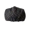 Dark Gray Yellow Plaid Classic Herringbone Gatsby Beret Hat sold by FloralTrip
