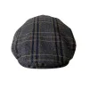 Dark Gray Yellow Plaid Classic Herringbone Gatsby Beret Hat sold by FloralTrip