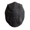 Dark Gray Yellow Plaid Classic Herringbone Gatsby Beret Hat sold by FloralTrip