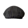 Dark Gray Yellow Plaid Classic Herringbone Gatsby Beret Hat sold by FloralTrip