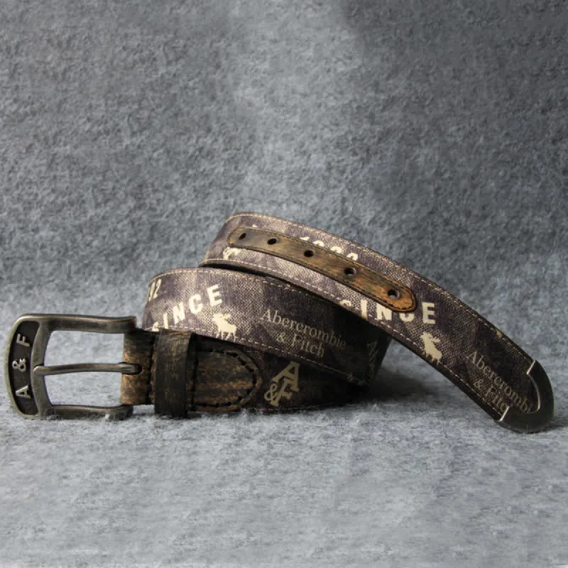 Coffee Brown Letter Printing Retro Style Leather Belt sold by FloralTrip