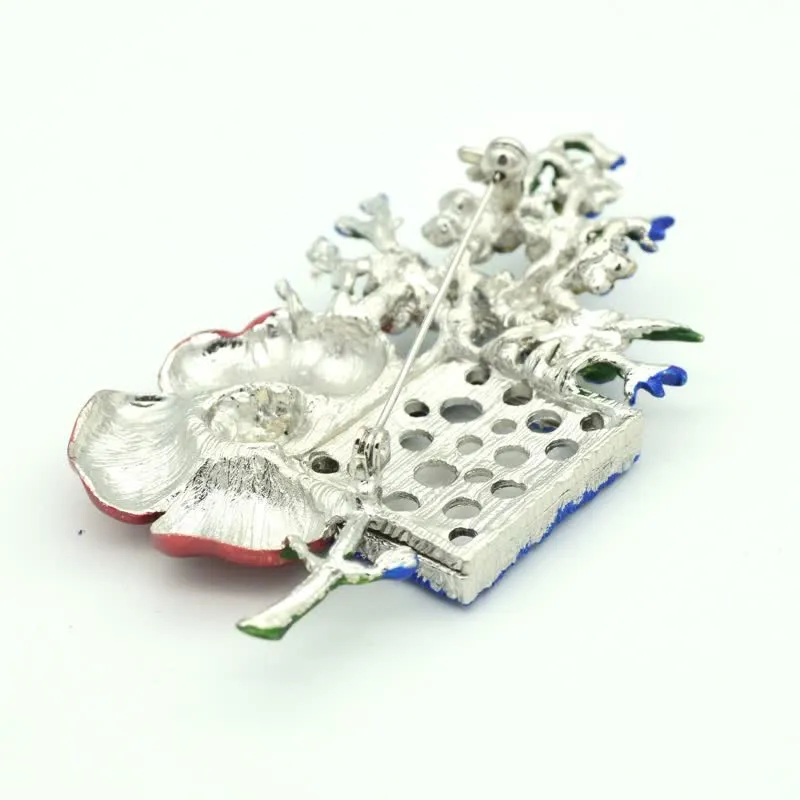 Poppy Rhinestone Flower Brooch with Picture Frame sold by FloralTrip product image thumbnail 5
