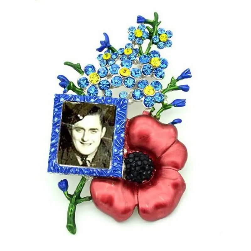 Poppy Rhinestone Flower Brooch with Picture Frame sold by FloralTrip product image thumbnail 2