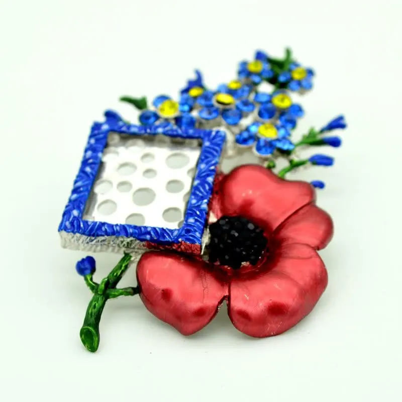 Poppy Rhinestone Flower Brooch with Picture Frame sold by FloralTrip product image thumbnail 3