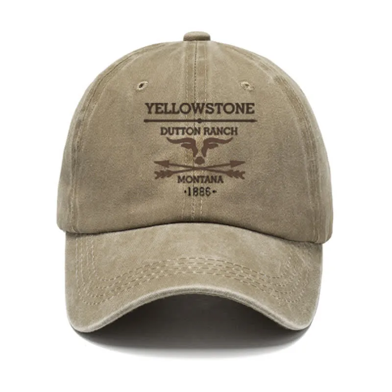 Bull Yellowstone Dutton Ranch Montana Washed Cotton Baseball Cap sold by FloralTrip