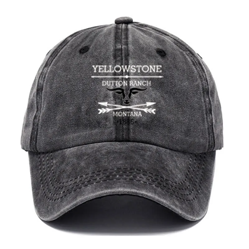 Bull Yellowstone Dutton Ranch Montana Washed Cotton Baseball Cap sold by FloralTrip product image thumbnail 2
