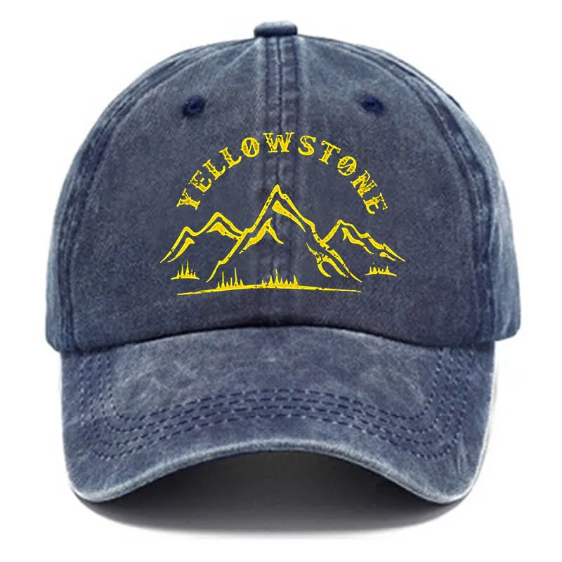 Moutain Pattern Yellowstone Washed Cotton Baseball Cap sold by FloralTrip