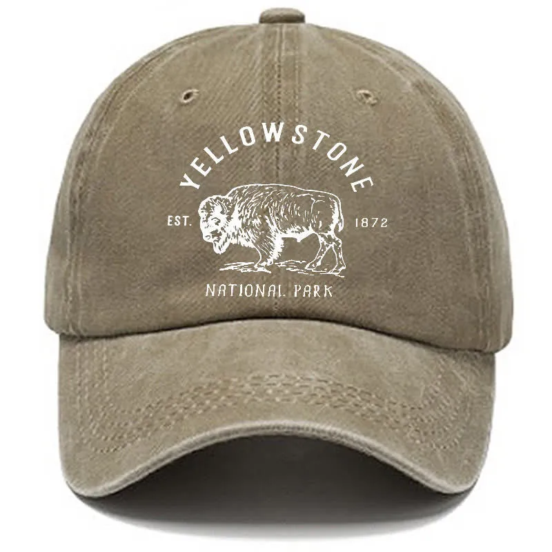 Yellowstone National Park Buffalo Washed Cotton Baseball Cap sold by FloralTrip product image thumbnail 4