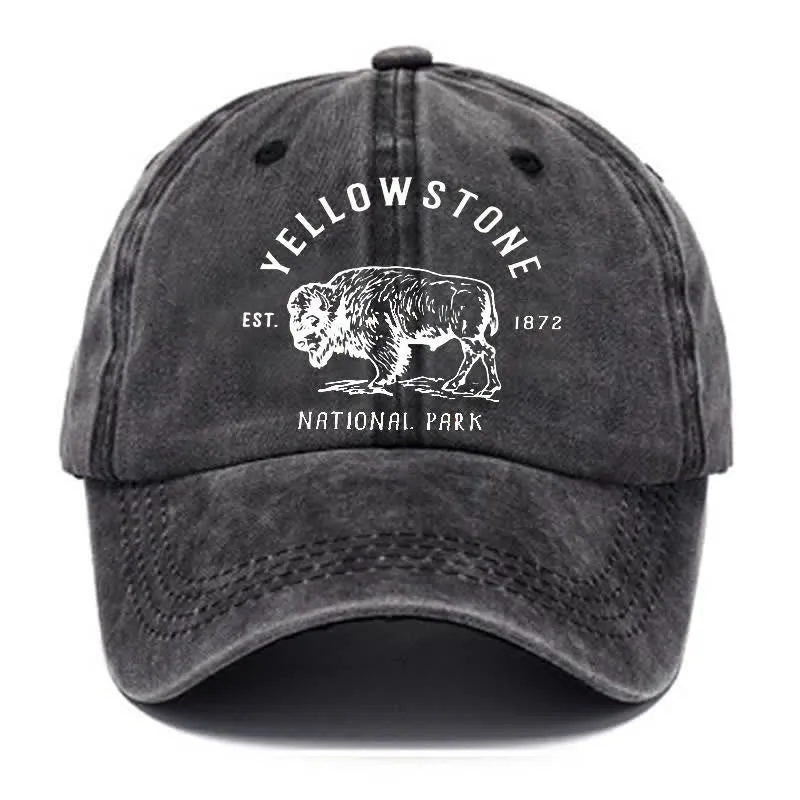 Yellowstone National Park Buffalo Washed Cotton Baseball Cap sold by FloralTrip product image thumbnail 5
