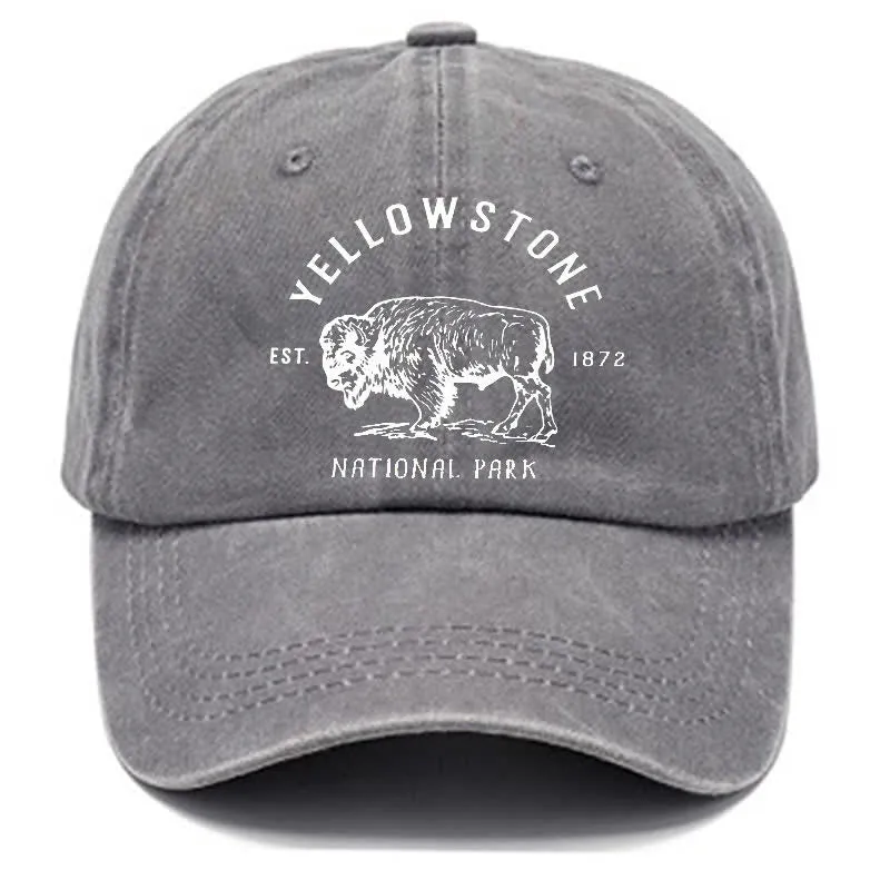 Yellowstone National Park Buffalo Washed Cotton Baseball Cap sold by FloralTrip product image thumbnail 2
