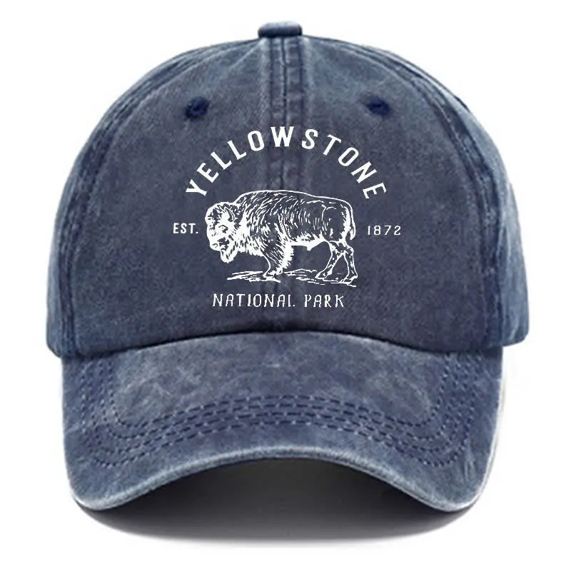 Yellowstone National Park Buffalo Washed Cotton Baseball Cap sold by FloralTrip product image thumbnail 3