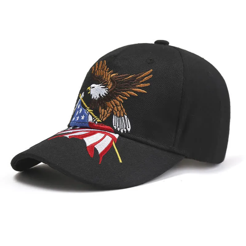 Casual Bald Eagle USA Flag Embroidered Baseball Cap sold by FloralTrip