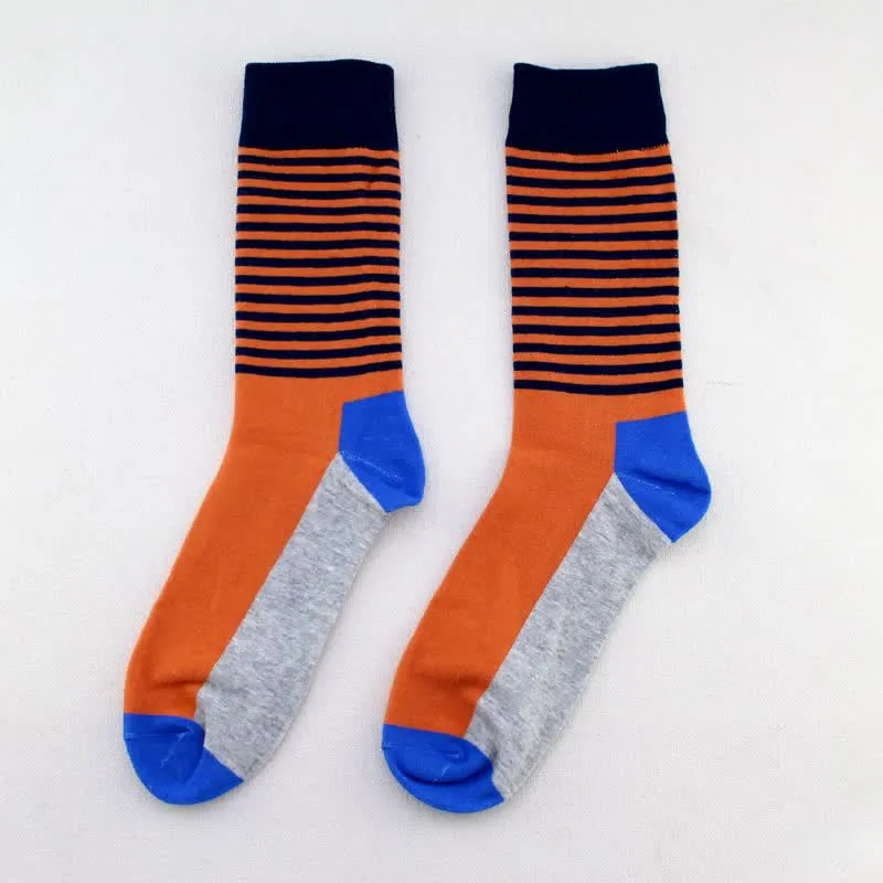 Men's Three Color Pinstripes Cotton Crew Socks sold by FloralTrip product image thumbnail 3