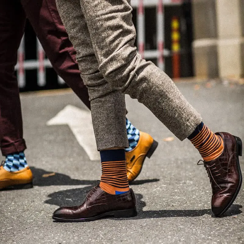 Men's Three Color Pinstripes Cotton Crew Socks sold by FloralTrip