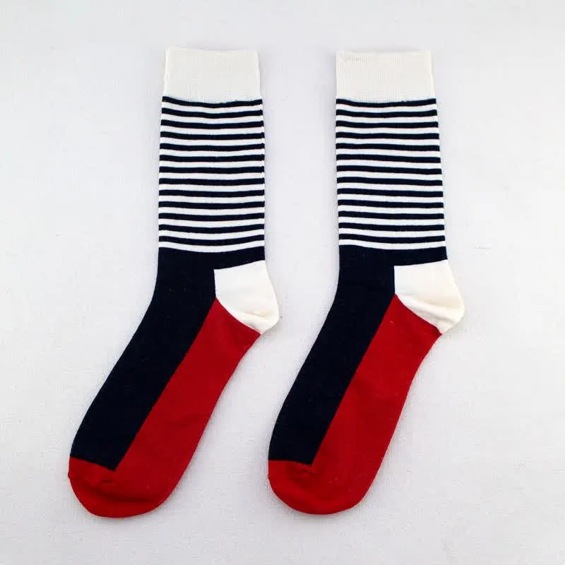 Men's Three Color Pinstripes Cotton Crew Socks sold by FloralTrip product image thumbnail 5
