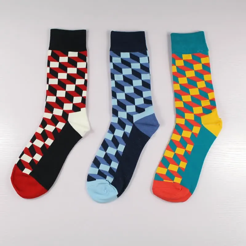 Men's Funny Novelty Crazy Checked Cotton Crew Socks sold by FloralTrip product image thumbnail 2