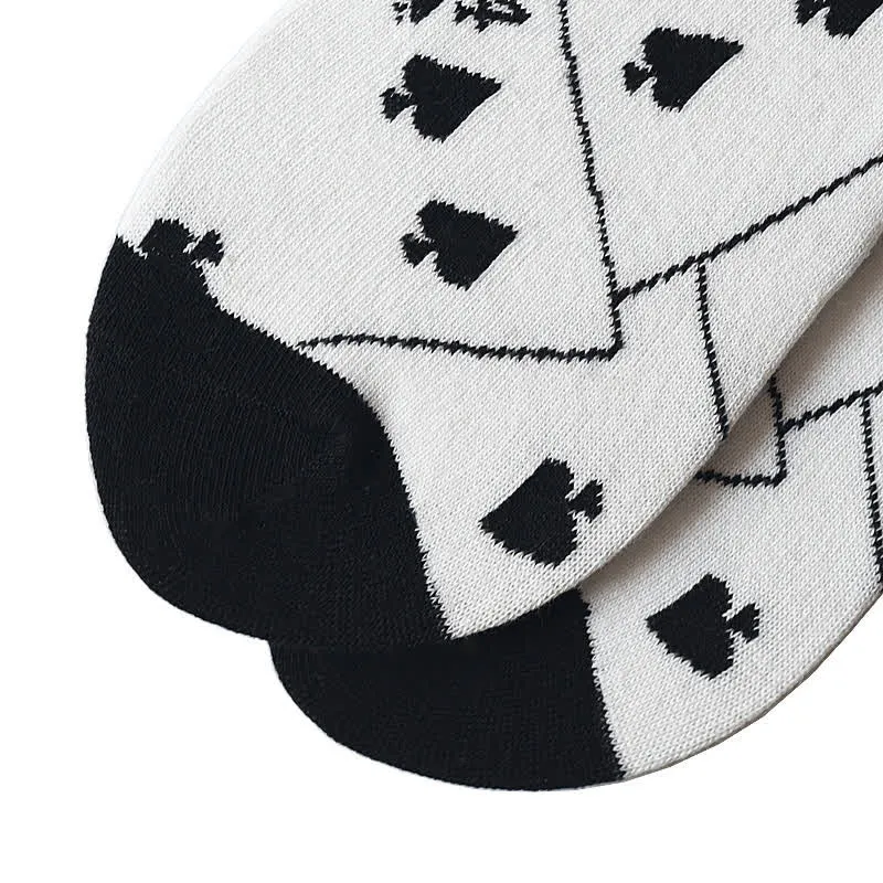 White & Black Spades Poker Card Cotton Socks sold by FloralTrip product image thumbnail 4