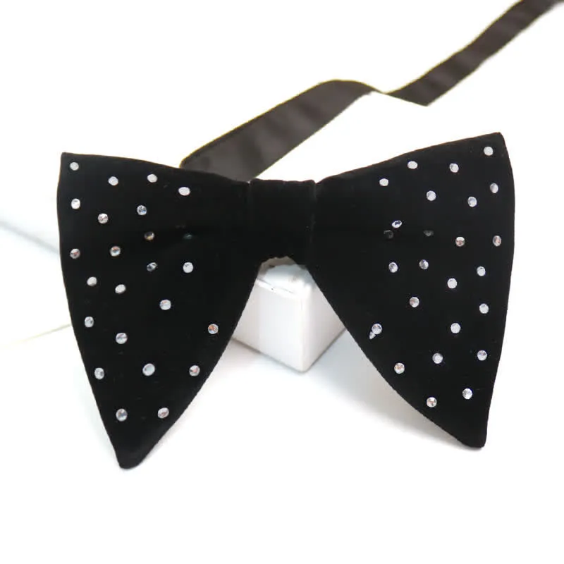 Men's Scattered Rhinestone Velvet Oversized Pointed Bow Tie sold by FloralTrip product image thumbnail 3