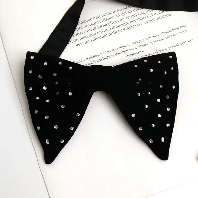 Men's Scattered Rhinestone Velvet Oversized Pointed Bow Tie sold by FloralTrip product image thumbnail 4