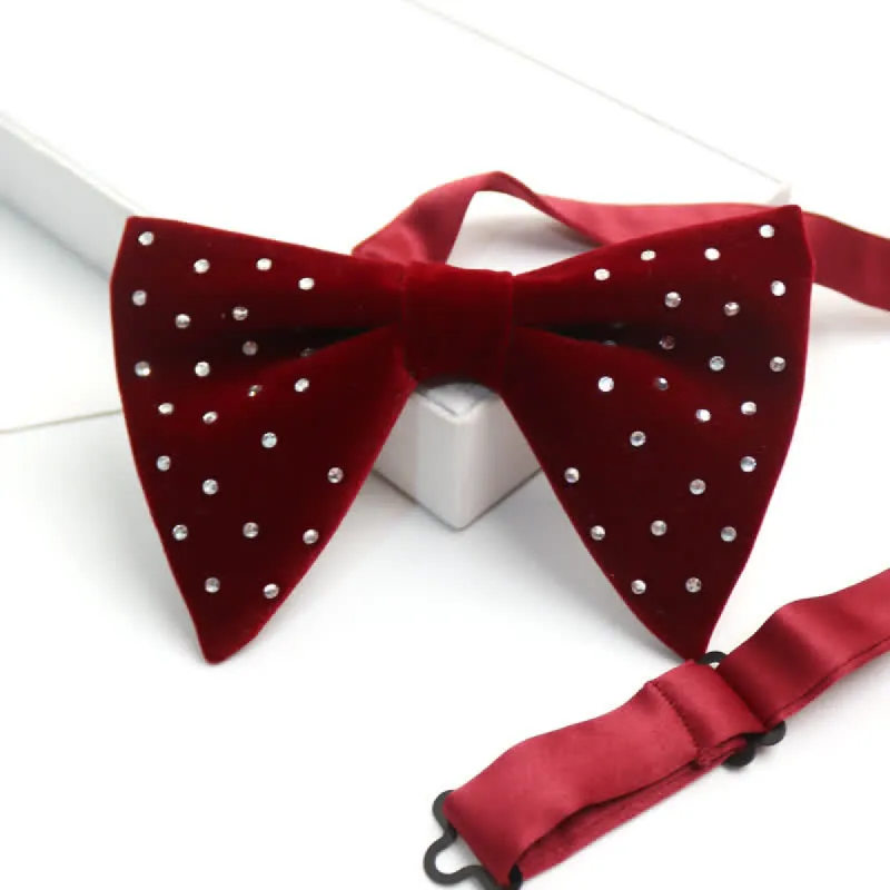 Men's Scattered Rhinestone Velvet Oversized Pointed Bow Tie sold by FloralTrip