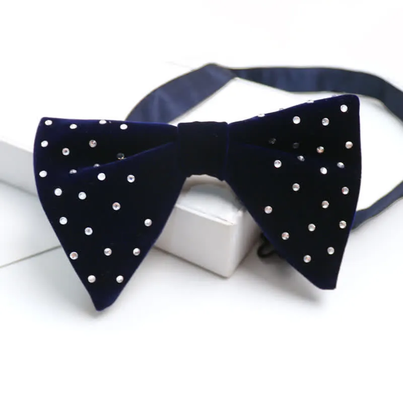 Men's Scattered Rhinestone Velvet Oversized Pointed Bow Tie sold by FloralTrip product image thumbnail 5